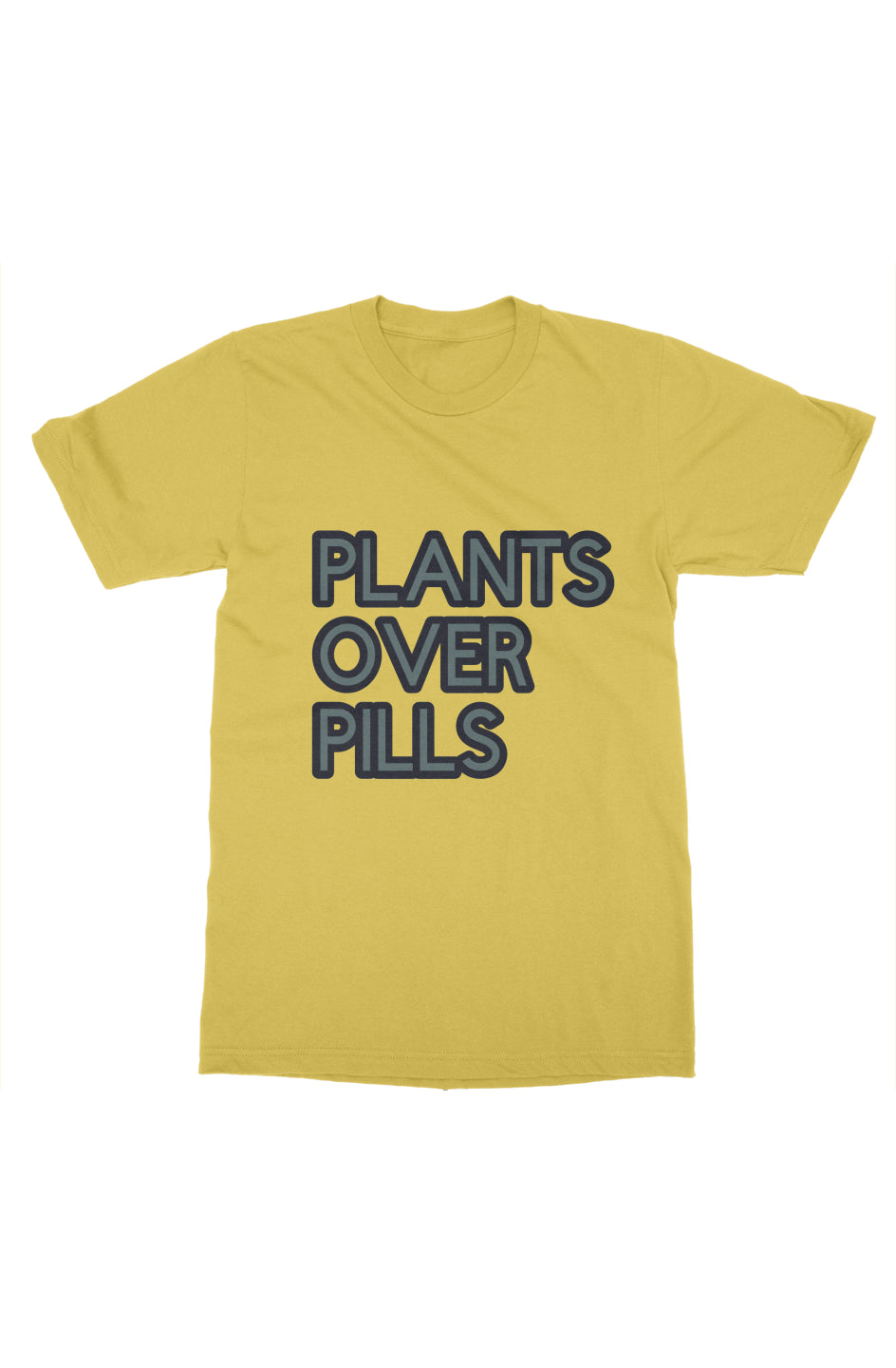 Plants Over Pills Bold Print mens t shirt